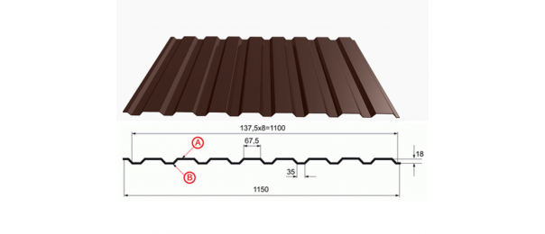 Профнастил коричневый оцинкованный  RAL 8017 С-20 купить недорого в Газопроводске