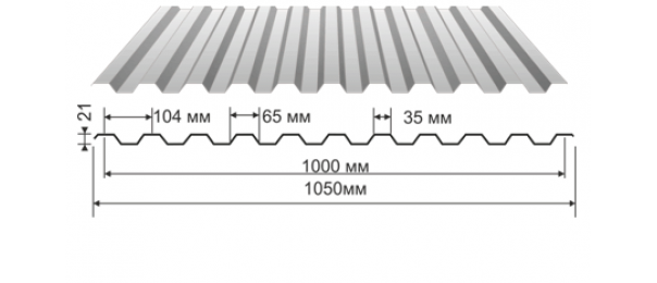 Профнастил оцинкованный С-21 1050x3000 купить недорого в Газопроводске